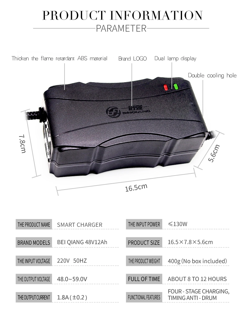 Scooter Charger 48V12ah Lead Acid Battery Portable Charger